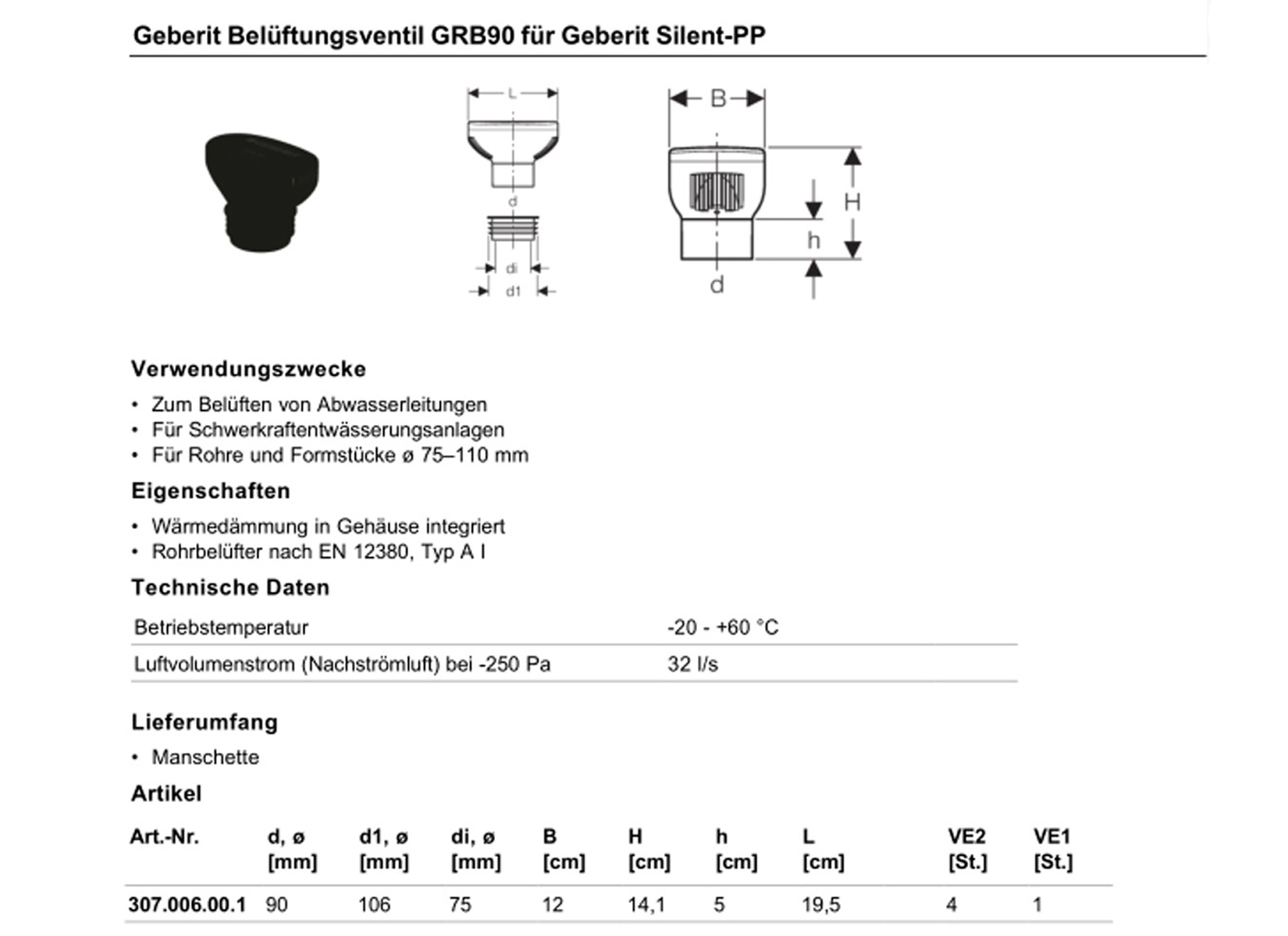 Hypair Balance Rohrbelüfter DN 70-110 | Preisvergleich bei