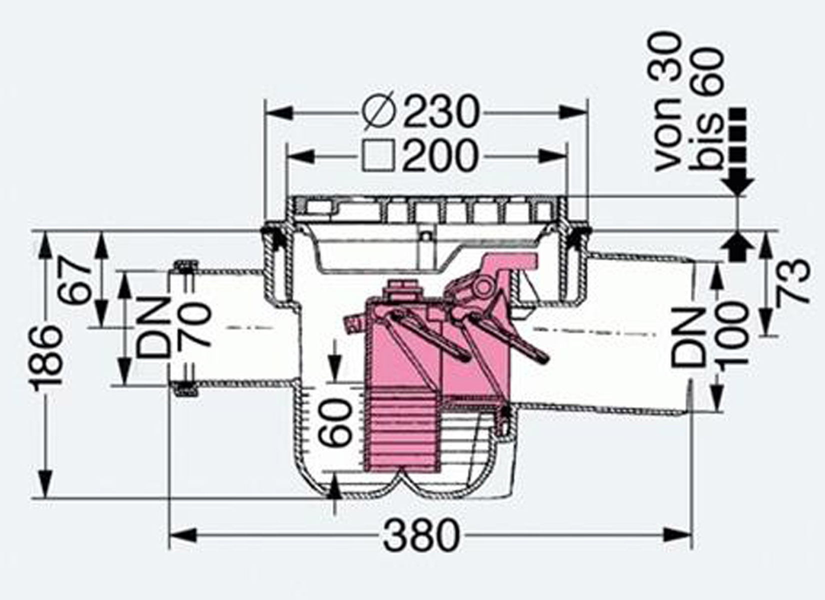 Kessel Bodenablauf DN 100 110 mm Rückstauverschluss Rückstauklappe