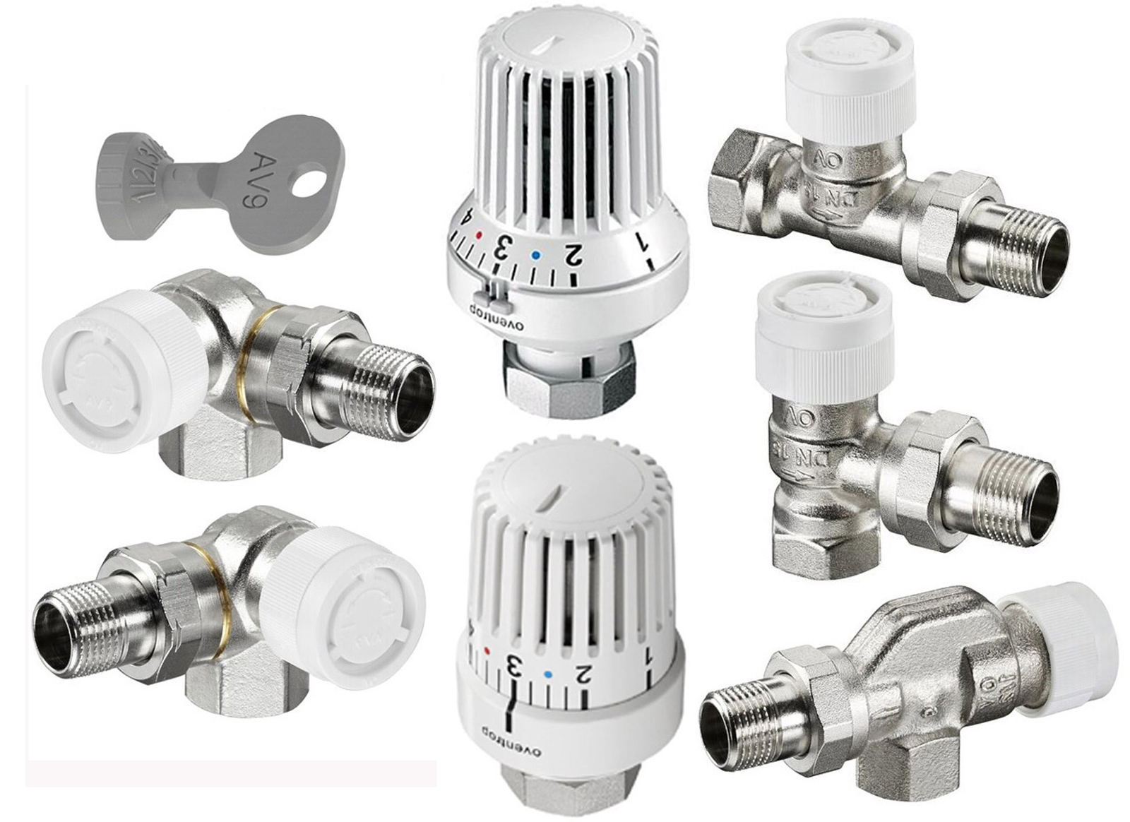 Oventrop AV9 Thermostatventil 3/8 1/2 3/4 Winkel-Eck Durchgang Axial ...